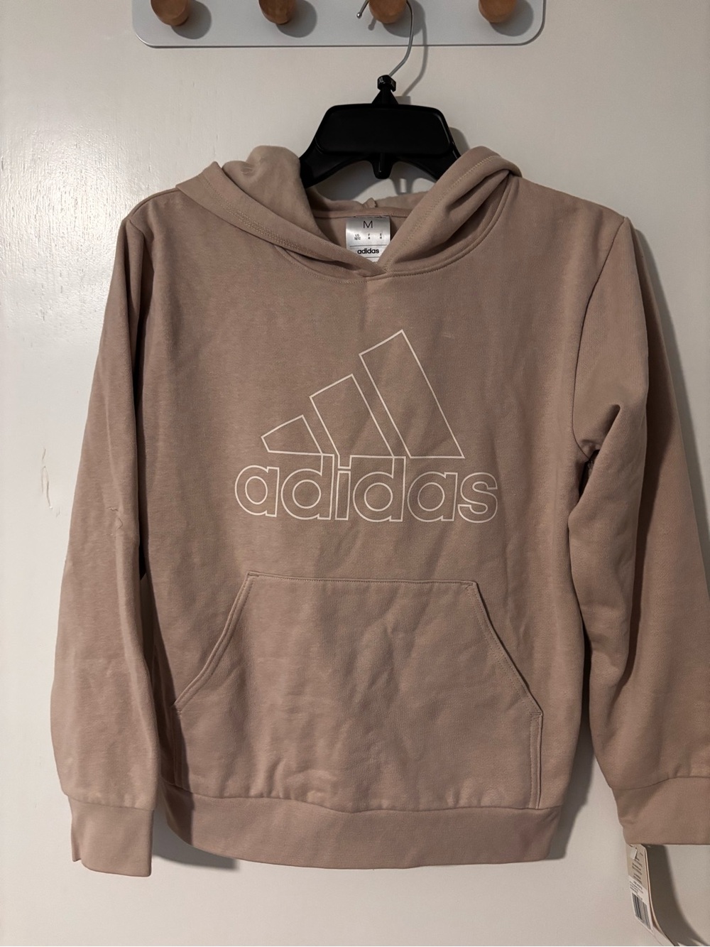 adidas Kids Hoodie Taupe with White Logo